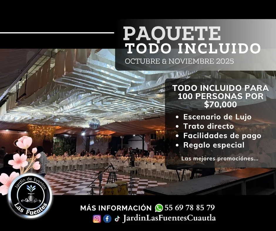 Promoción paquete todo incluido Jardín Las Fuentes